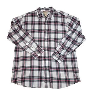 Blue Mountain Mens XLT Flannel Shirt Tall White Black Red Plaid Cotton Button Up